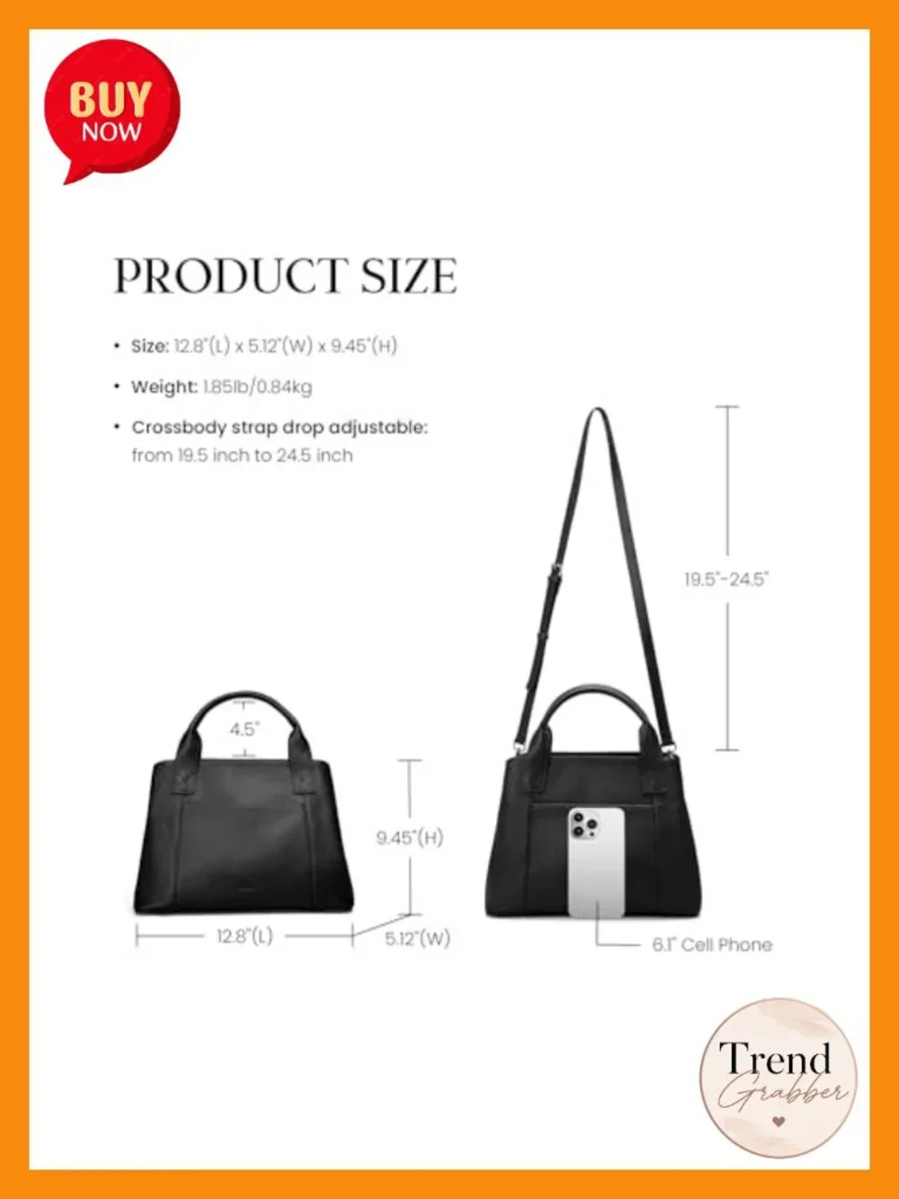 Genuine Leather Small Satchel Tote Crossbody Bag with Zipper